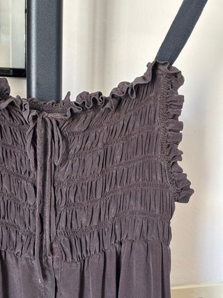 Top H.Eich seta marrone asimmetrico