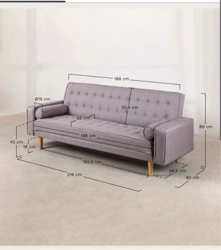 Sofá Cama Gris Tela