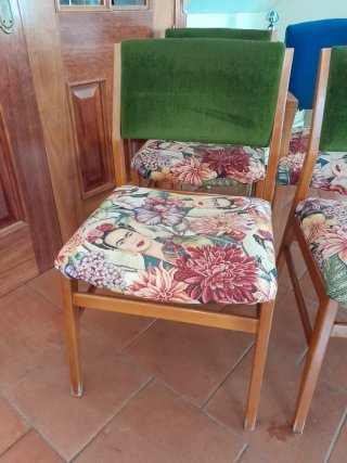 4 Sillas comedor Frida Kahlo Terciopelo Verde