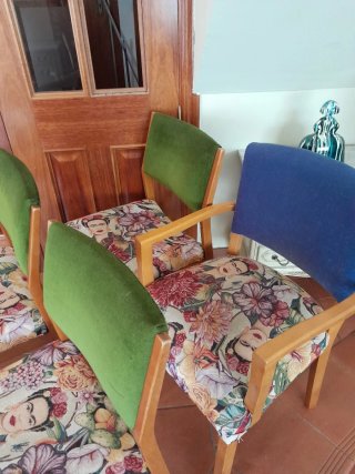 4 Sillas comedor Frida Kahlo Terciopelo Verde