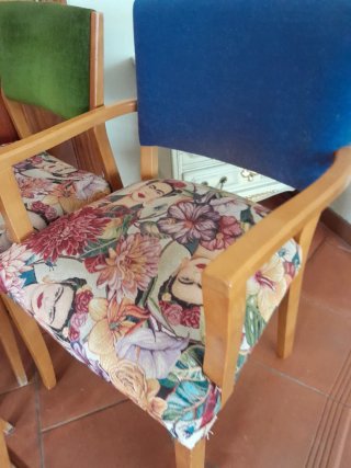4 Sillas comedor Frida Kahlo Terciopelo Verde