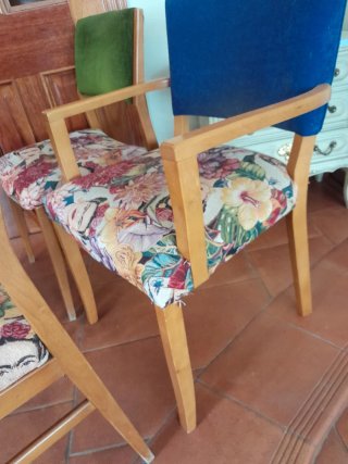 4 Sillas comedor Frida Kahlo Terciopelo Verde