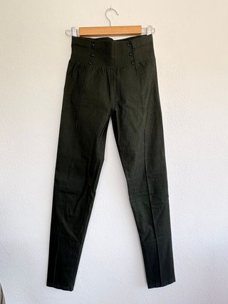 Pantalón elástico verde oscuro talle alto