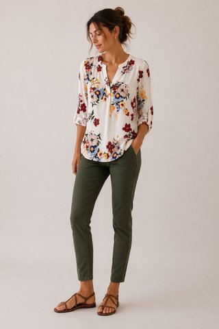 Pantalón elástico verde oscuro talle alto