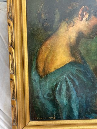 Pintura Un Vivó Retrato Mujer Rosa