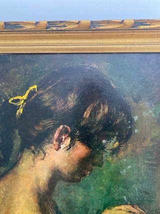Pintura Un Vivó Retrato Mujer Rosa