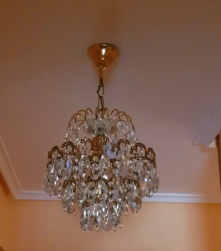 3 Lámparas de cristal con lágrimas doradas