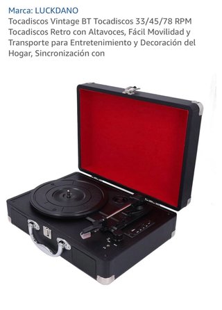 Tocadiscos Vintage Negro con Interior Rojo
