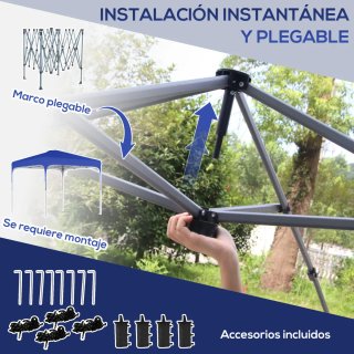 Cenador Jardín 2.5x2.5m Azul Ajustable