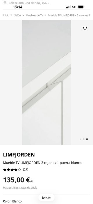 Mueble TV JYSK LIMFJORDEN blanco