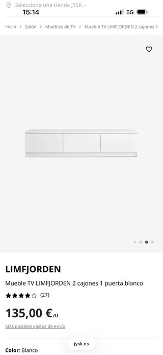 Mueble TV JYSK LIMFJORDEN blanco