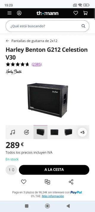Pantalla Harley Benton 2x12 Vintage V30