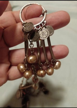 Collana vintage Anna Biblo perla e cristalli rossi