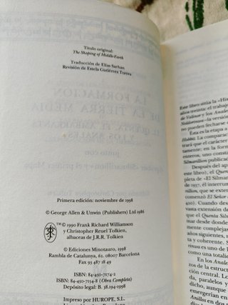 La formación tierra media 4. 1Ed. Tolkien. LHTM.