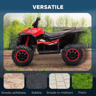 Quad Elettrico per Bambini 12V, 2 Velocità, Ruote