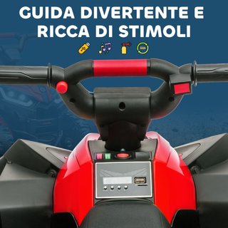 Quad Elettrico per Bambini 12V, 2 Velocità, Ruote