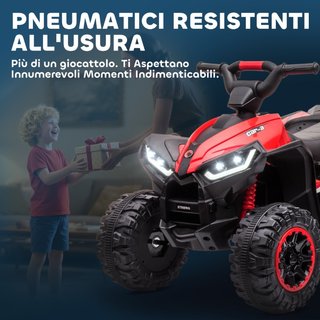 Quad Elettrico per Bambini 12V, 2 Velocità, Ruote
