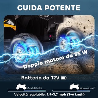 Quad Elettrico per Bambini 12V, 2 Velocità, Ruote