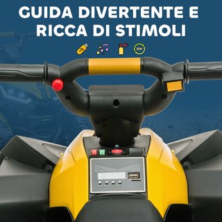 Quad Elettrico per Bambini 12V, 2 Velocità, Ruote