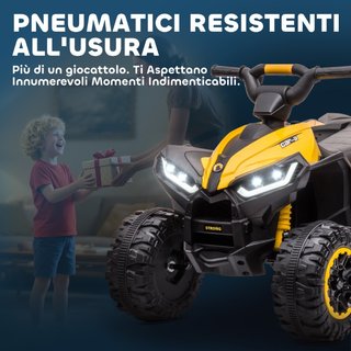 Quad Elettrico per Bambini 12V, 2 Velocità, Ruote