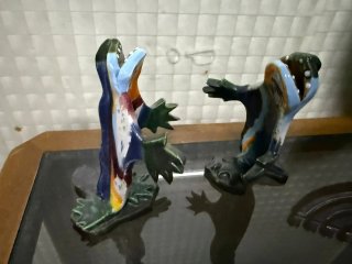 2 Jarrónes de cerámica multicolor dragones Gaudi