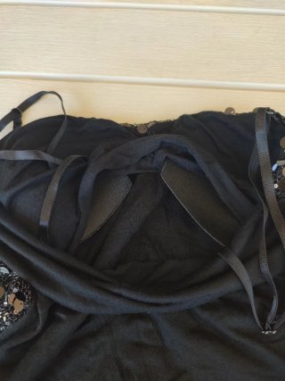 Top con paillettes nero e argento