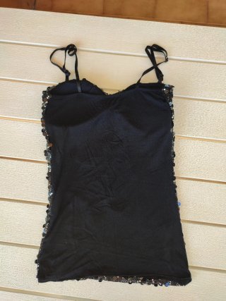 Top con paillettes nero e argento