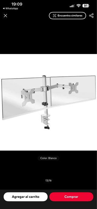 Soporte Mesa Doble Monitor Ajustable Blanco