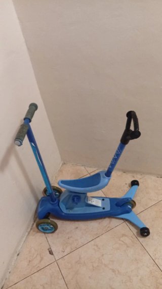 Patinete 3 en 1 azul con asiento