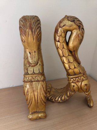 Pareja de tallas de madera dorada tallada vintage