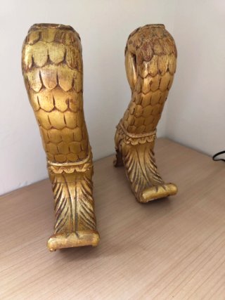 Pareja de tallas de madera dorada tallada vintage