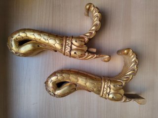 Pareja de tallas de madera dorada tallada vintage