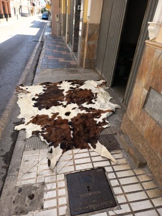 Alfombra de Vaca Piel Marrón y Blanca