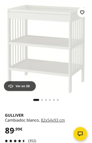 Cuna y cambiador bebé blanco. IKEA.