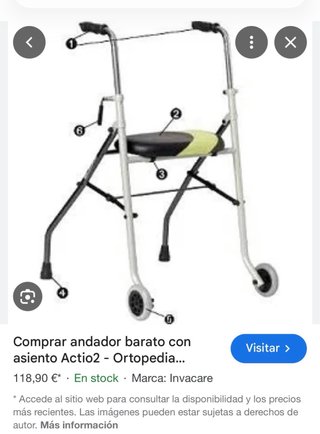 Andador con asiento y ruedas