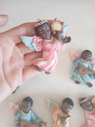 Lote 6 figuras ángeles músicos