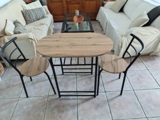Mesa y 2 Sillas Marrón y Negro