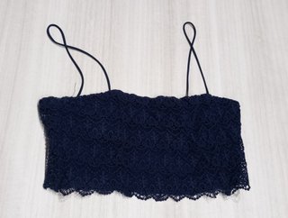 Top zara encaje azul