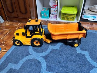 Tractor Juguete Grande con Remolque Naranja