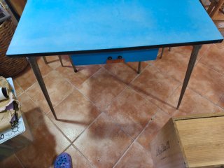 Mesa y 2 Sillas Cocina Vintage Azul