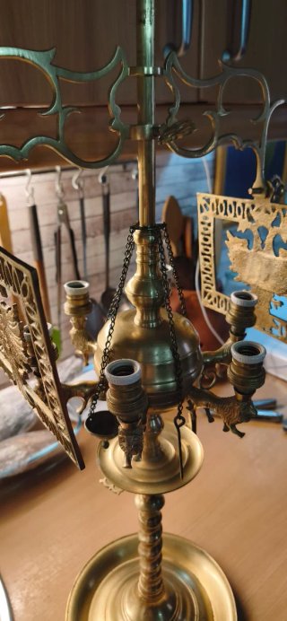 Candelabro antiguo 6 brazos latón