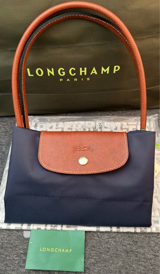 Bolso Longchamp Azul Marino y Marrón L