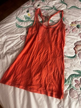 Camiseta sin mangas salmon con lentejuelas T S