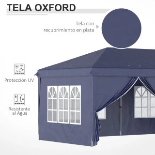 Carpa Plegable 6x3m Azul con Ventanas