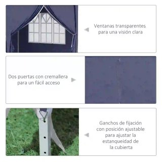 Carpa Plegable 6x3m Azul con Ventanas