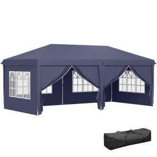 Carpa Plegable 6x3m Azul con Ventanas