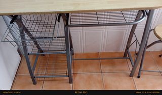 Mesa alta cocina y taburete madera y metal