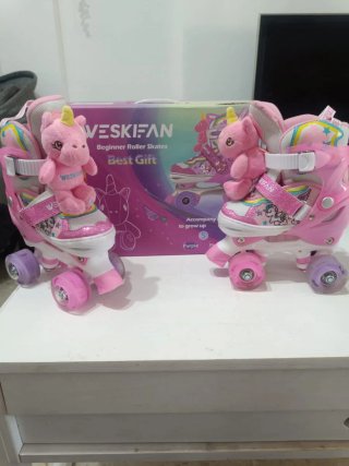 Patines de unicornio rosas para niña