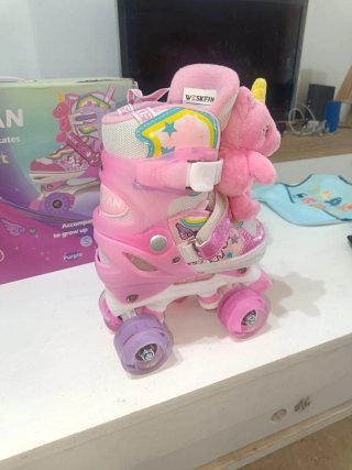 Patines de unicornio rosas para niña