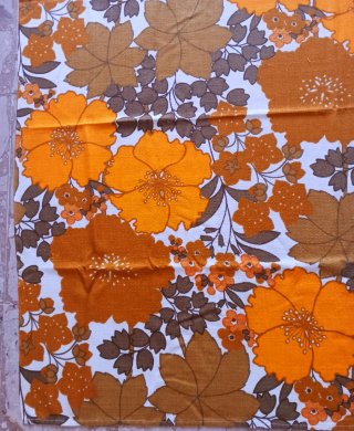 Tenda stoffa vintage fiori arancio marrone